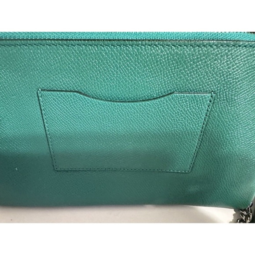 Coach Emerald Green Crossgrain Leather Crossbody Bag Chain Strap Messenger 40-14 - Picture 9 of 9